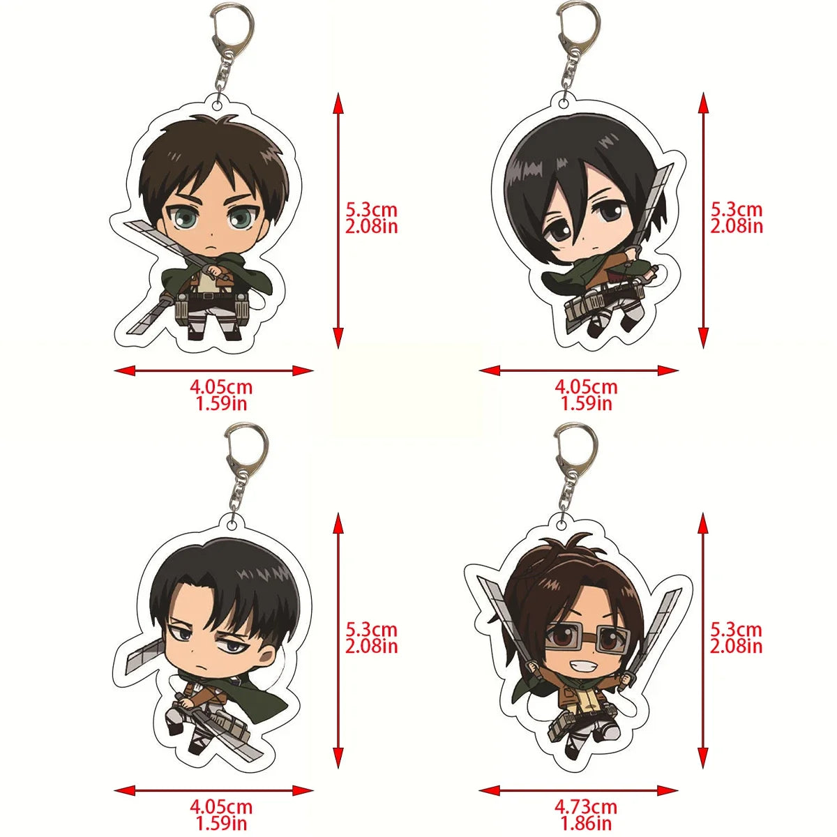 4/8pcs/set Anime Keychain Attack on Titan Cute Cartoon Car Accessories for Bag Pendant Shingeki No Kyojin Friend Gifts wholesale
