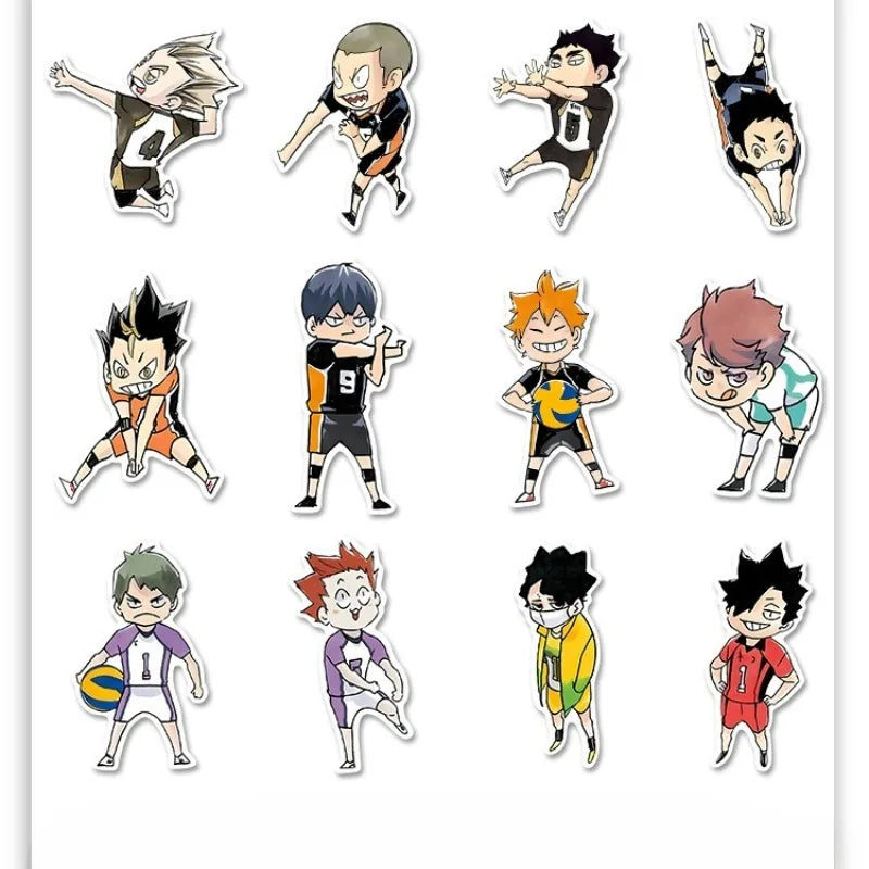 60pcs Anime Haikyuu Graffiti Stickers Cute Volleyball Hinata Shoyo Tobio Kageyama Laptop Guitar Decoration Toys