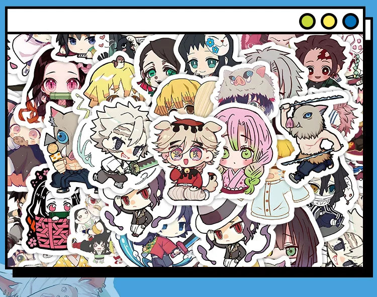 60pcs Cute Cartoon Anime Demon Slayer Anime Stickers Decoration Laptop Phone Suitcase Notebook Label Stationery Sticker