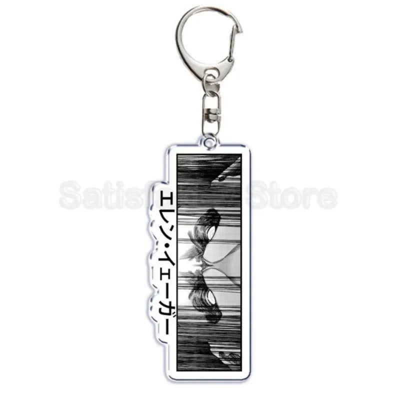 Anime Attacking of The Giants Levi Ackerman Allen Yeager Keychain Pendant Role Playing Double Sided Acrylic Keyring Jewelry Prop