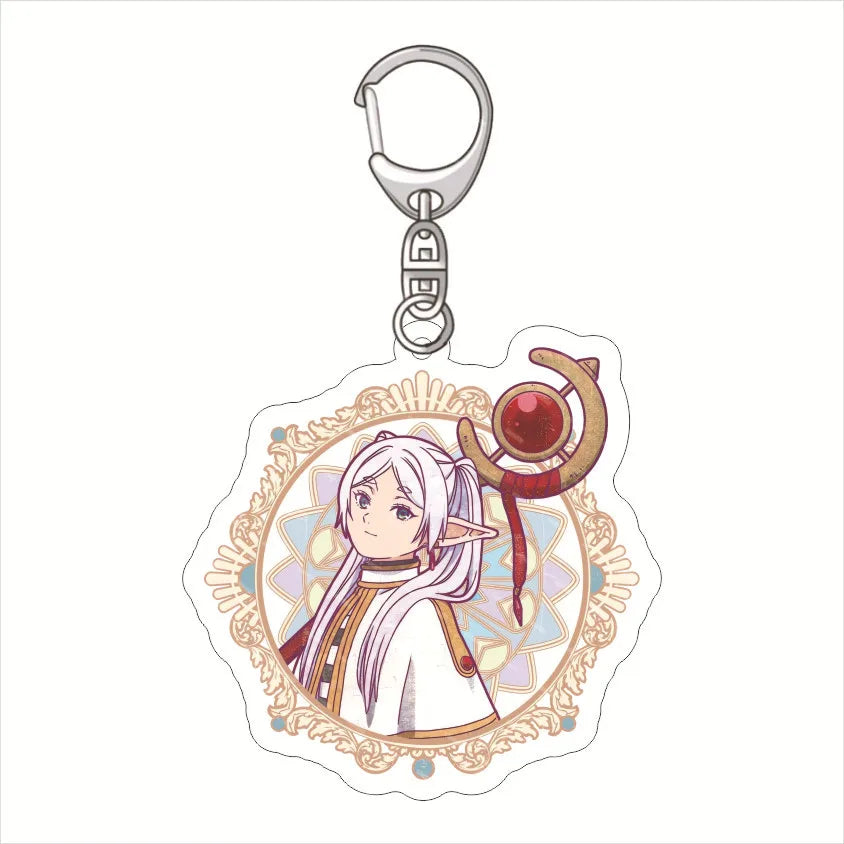 Anime Frieren At The Funeral Keychains Cartoon Figure Himmel Key Chain Ring Pendant Jewelry Fans Gift Cosplay Bag Accessories