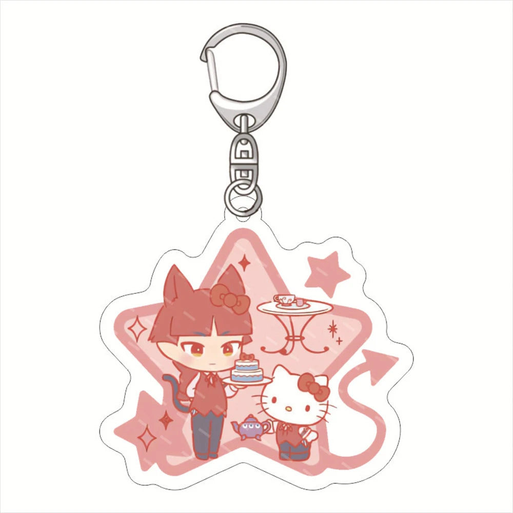 Anime Welcome To Demon-School Iruma-kun Keychain Figure Suzuki Iruma Valac Clara Key Chain Acrylic Keyring Car Bag Decoration