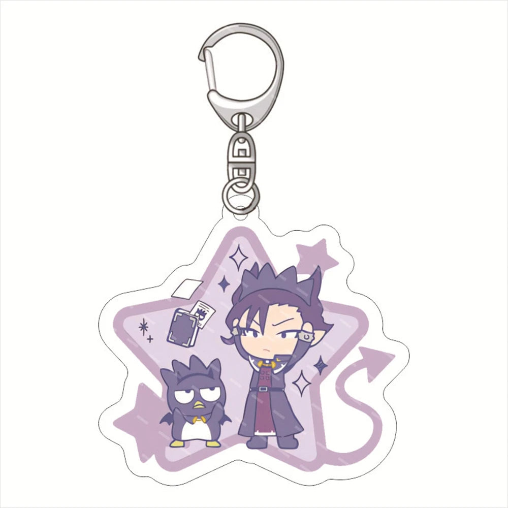 Anime Welcome To Demon-School Iruma-kun Keychain Figure Suzuki Iruma Valac Clara Key Chain Acrylic Keyring Car Bag Decoration