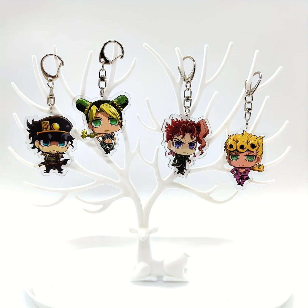 5/8pcs/set Anime JOJO Bizarre Adventure Keychain Key Chain for Accessories Cute Bag Pendant Key Ring Acrylic Cartoon wholesale