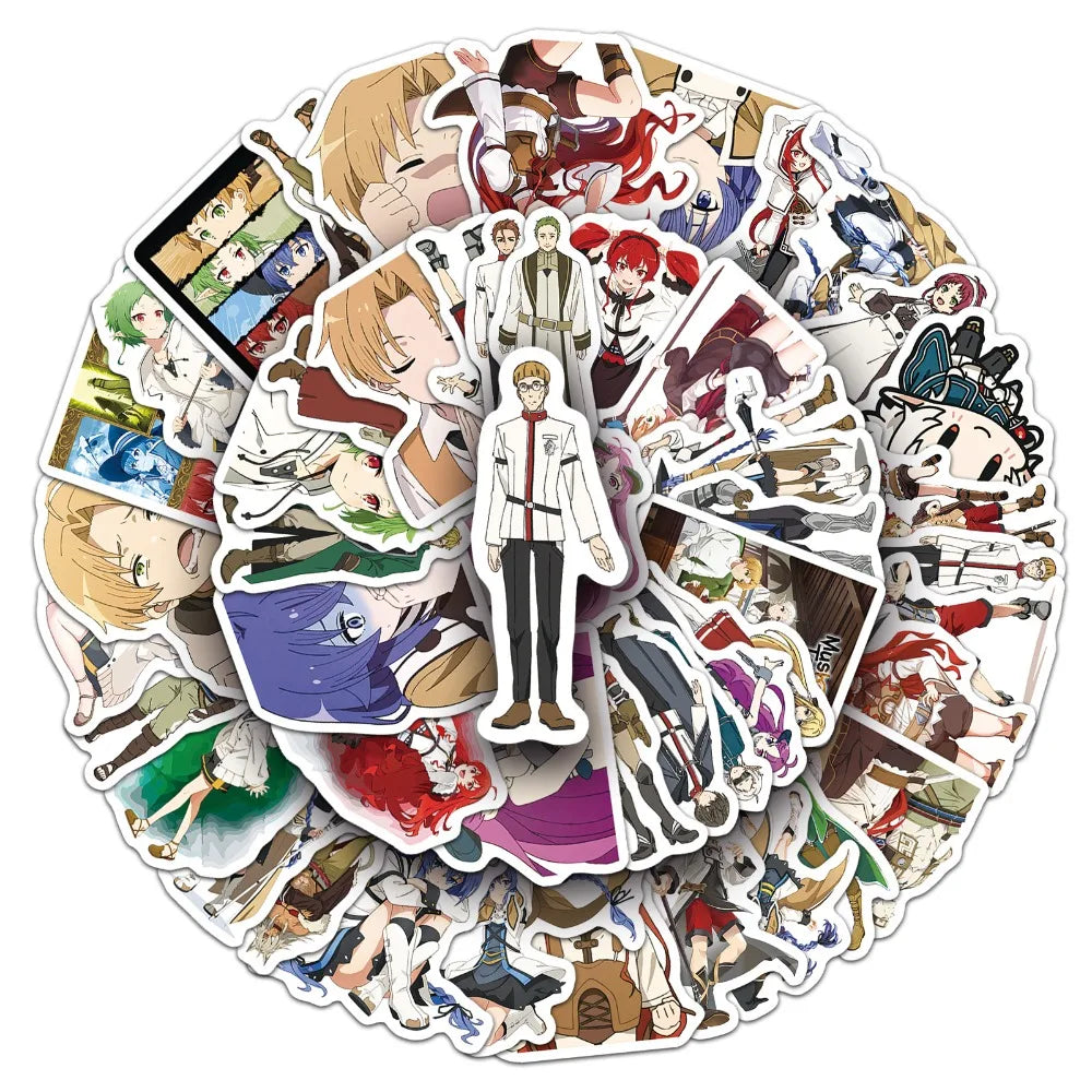 50pcs Anime Jobless Reincarnation (Mushoku Tensei) Cartoon Suitcase Stationery Laptop Computer Guitar Cell Phone Decorate Decals
