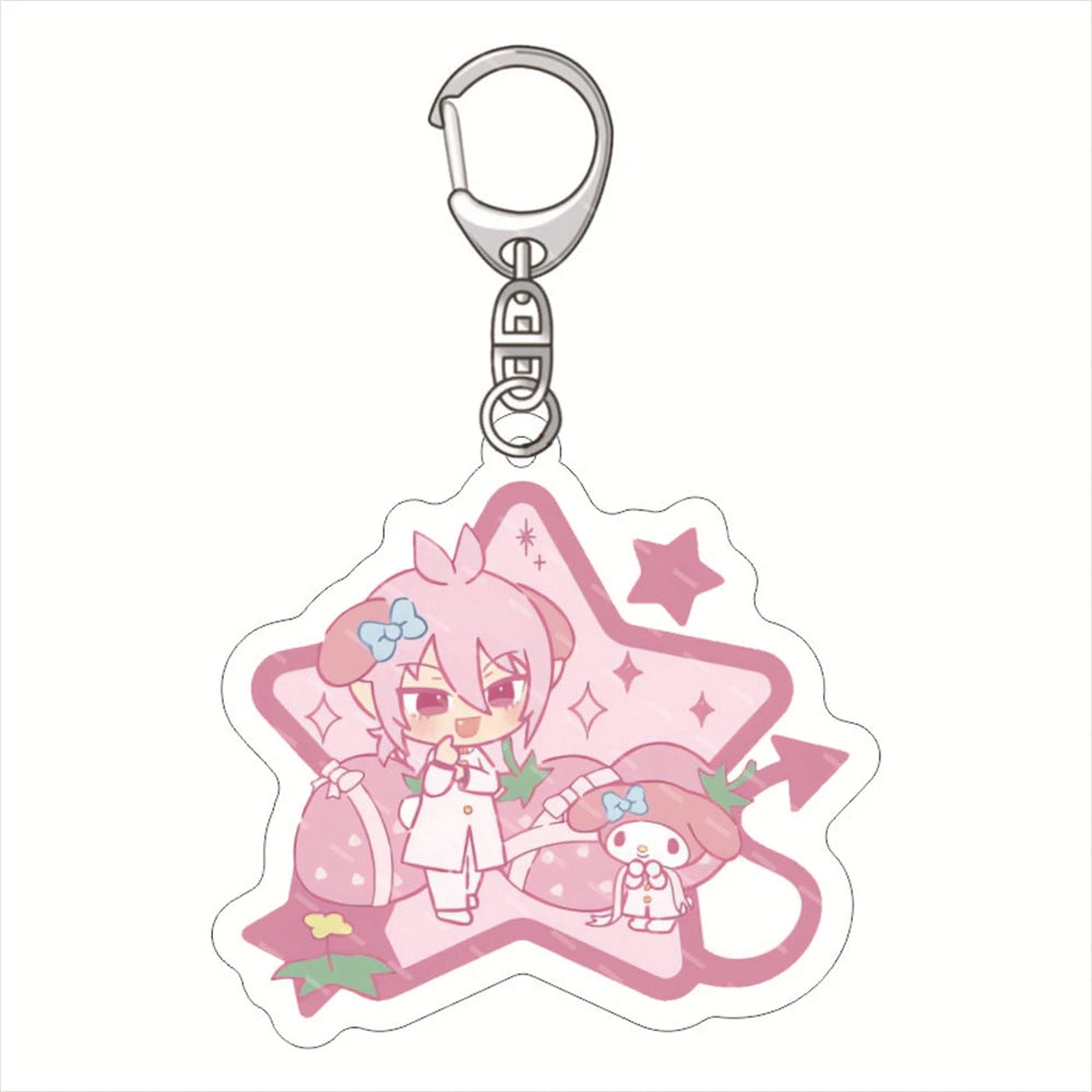 Anime Welcome To Demon-School Iruma-kun Keychain Figure Suzuki Iruma Valac Clara Key Chain Acrylic Keyring Car Bag Decoration