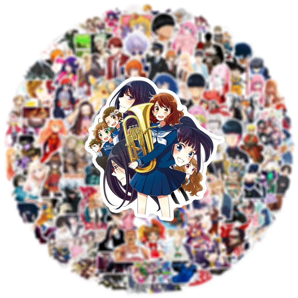 100Pcs Cartoon Japanese Manga Mixed Graffiti Stickers Notebook Phone Luggage Car Electric Car Stickers