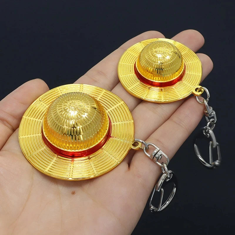 Classic Anime Pirate Straw Hat Keychain – Metal Pendant Bag Charm
