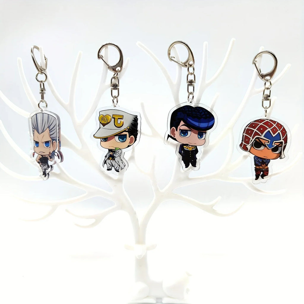 5/8pcs/set Anime JOJO Bizarre Adventure Keychain Key Chain for Accessories Cute Bag Pendant Key Ring Acrylic Cartoon wholesale
