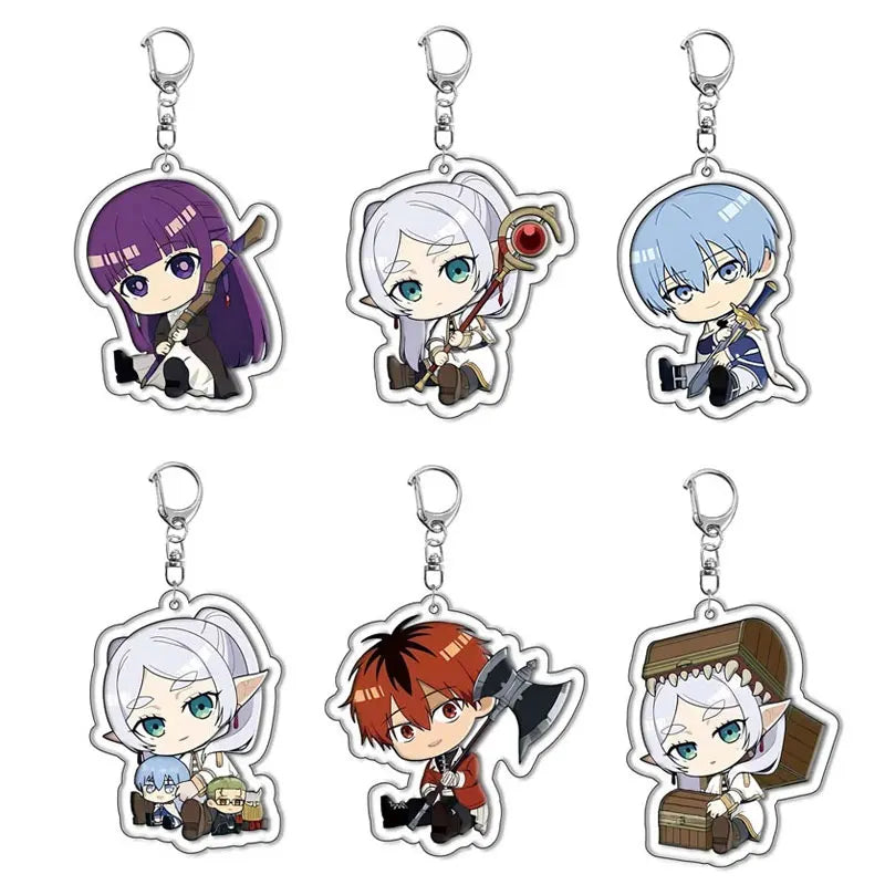 Anime Frieren At The Funeral Keychains Cartoon Figure Himmel Key Chain Ring Pendant Jewelry Fans Gift Cosplay Bag Accessories