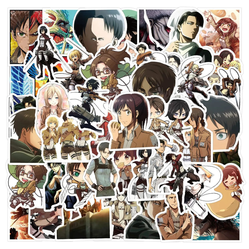 50Pcs Attack on Titan Stickers DIY Stickers Scrapbooking Phone Luggage Skateboard Waterproof Decals