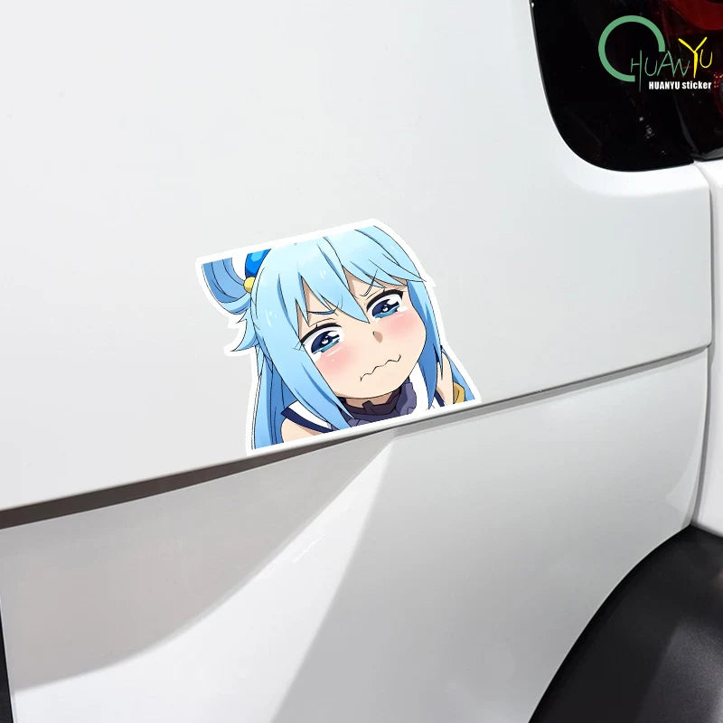 Aqua Konosuba  5PCS Stickers for Background Window Luggage Living Room Home Water Bottles Wall Room Print Decorations Art