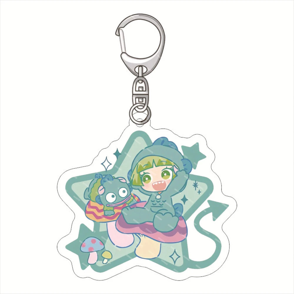 Anime Welcome To Demon-School Iruma-kun Keychain Figure Suzuki Iruma Valac Clara Key Chain Acrylic Keyring Car Bag Decoration