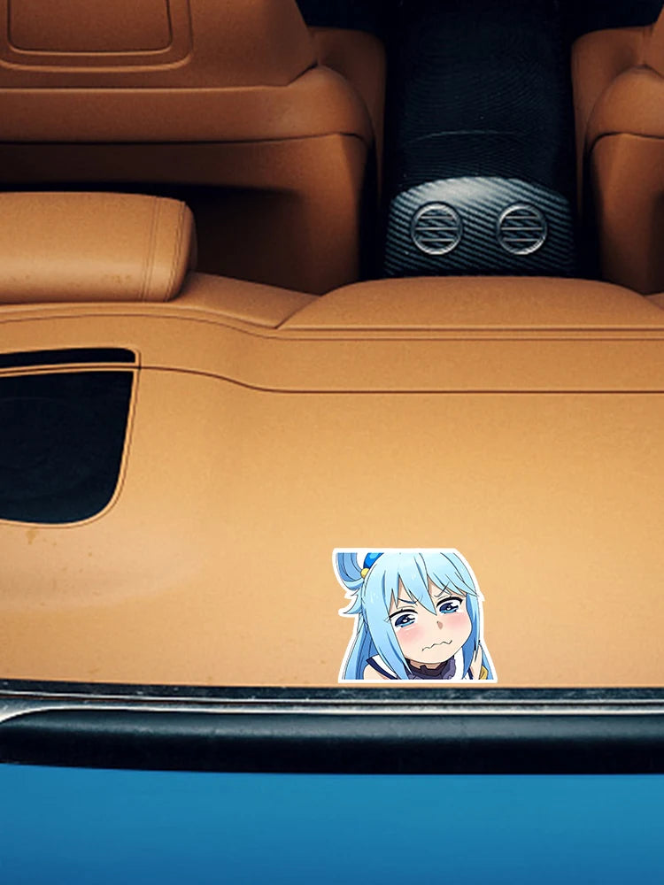Aqua Konosuba  5PCS Stickers for Background Window Luggage Living Room Home Water Bottles Wall Room Print Decorations Art