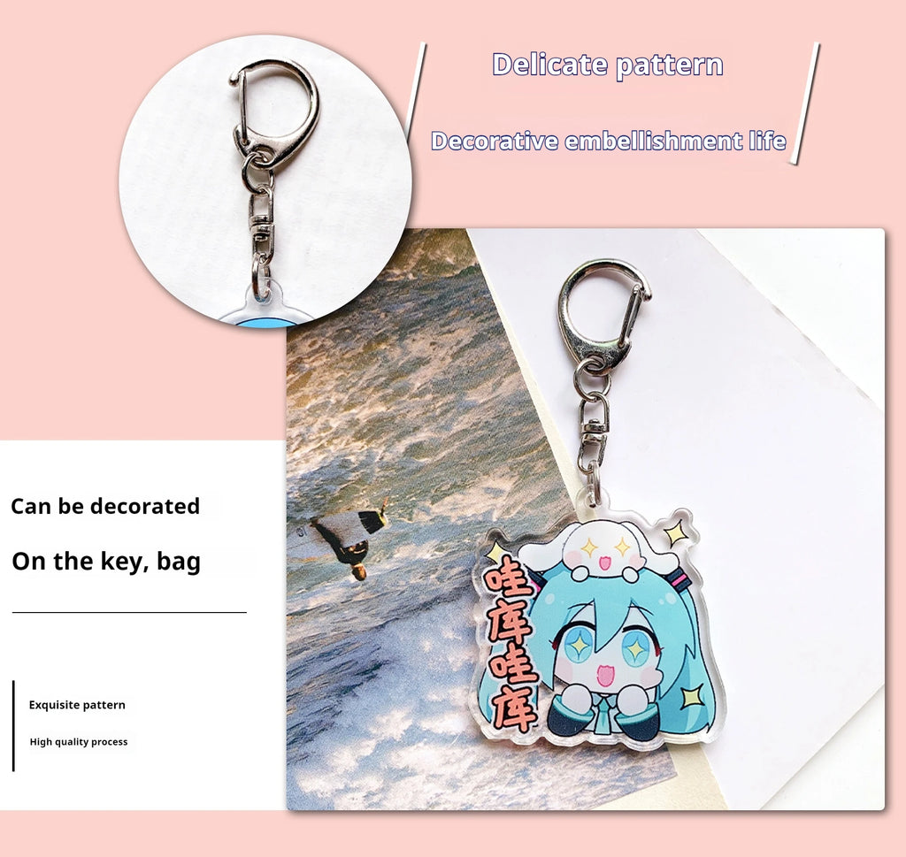 Hatsune Miku Acrylic Keychain Cute Girl Anime Peripheral Creativity Cute Backpack Pendant Decor Fashion Surprise Couple Toy Gift