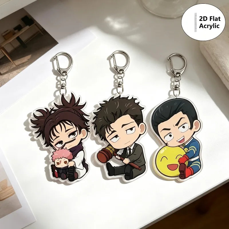 4/10pcs/set Anime Keychain Jujutsu Kaisen Key Chain Women Accessories Cute Bag Pendant Key Ring Acrylic Cartoon for Friend Gifts