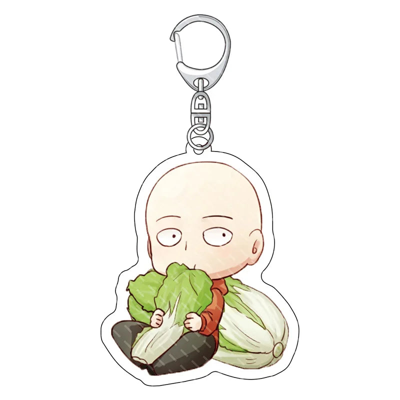 Acrylic One Punch Man Anime Keychain Llavero Lovely Bag Charms Pendant Friends Gift Fans Fun Key Chain Cute Souvenir Kingring