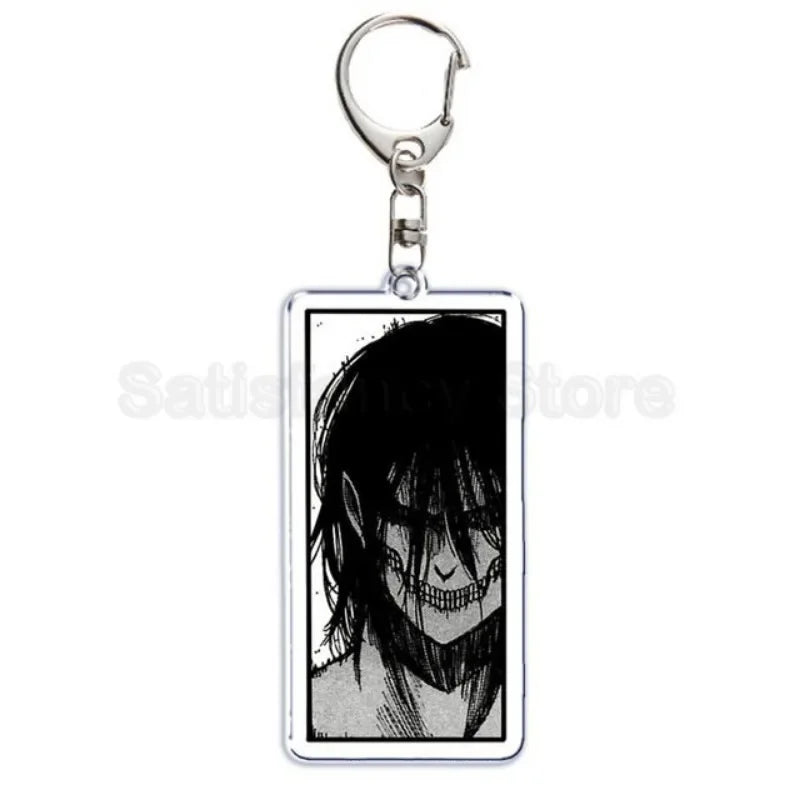 Anime Attacking of The Giants Levi Ackerman Allen Yeager Keychain Pendant Role Playing Double Sided Acrylic Keyring Jewelry Prop