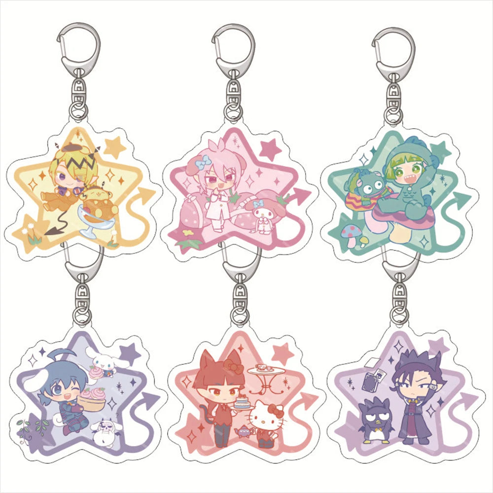 Anime Welcome To Demon-School Iruma-kun Keychain Figure Suzuki Iruma Valac Clara Key Chain Acrylic Keyring Car Bag Decoration