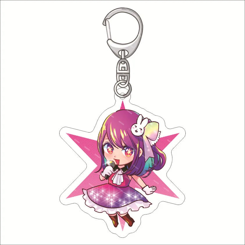 Anime Oshi No Ko Keychain Ai Hoshino Ruby Hoshino Kana Arima Cartoon Cosplay Figures Pendant Key Chain Ring Jewelry Accessories