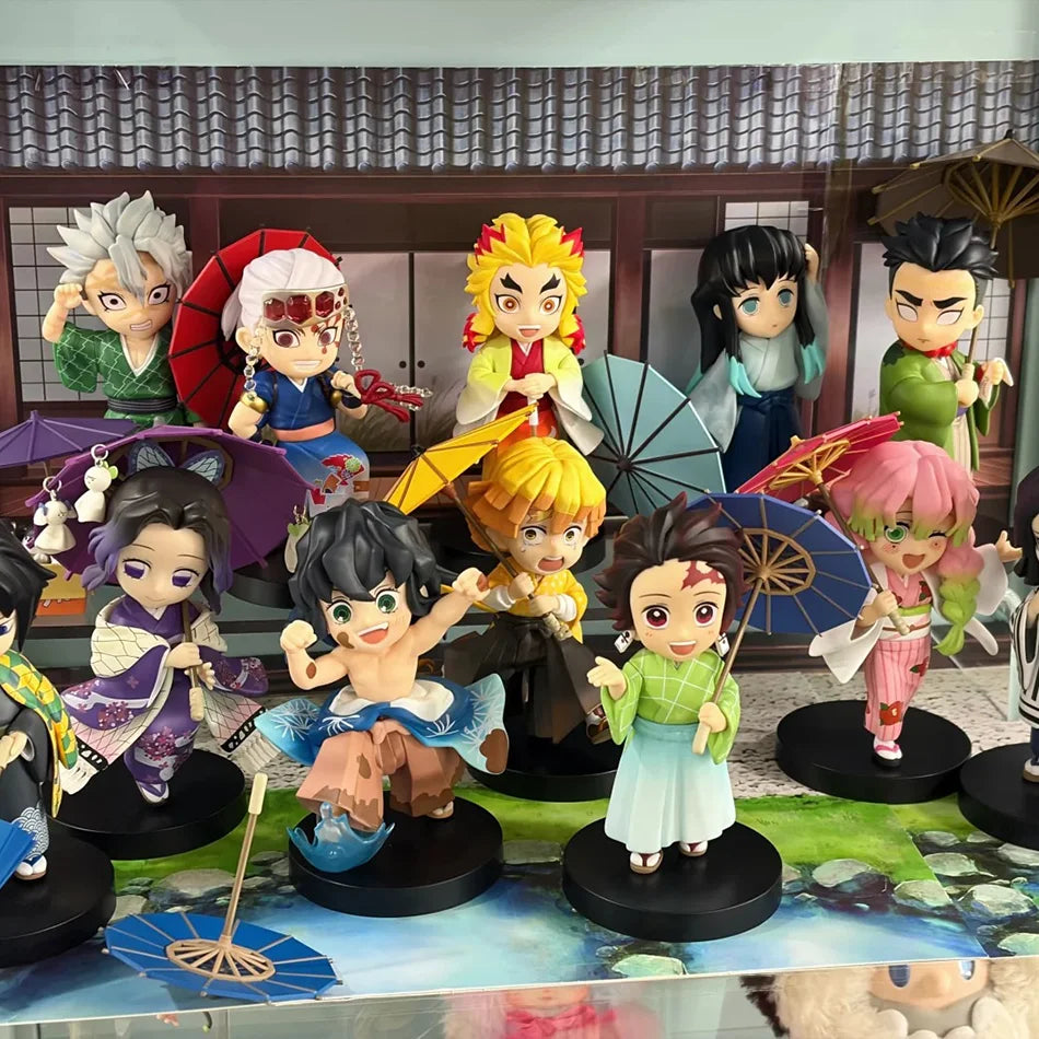 New Anime Figure Demon Slayer Figures Kimetsu No Yaiba Doll Plum Rain Series Blind Box Figurine Warrior Action Figure Model Toys