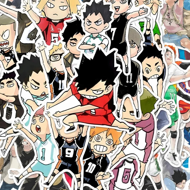 60pcs Anime Haikyuu Graffiti Stickers Cute Volleyball Hinata Shoyo Tobio Kageyama Laptop Guitar Decoration Toys