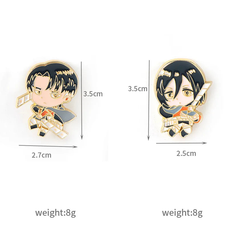 Anime Attack On Titan Character Brooch Enamel Cute Levi Ackerman Mikasa Ackerman Metal Badge Fashion Jewelry Accessories Gifts