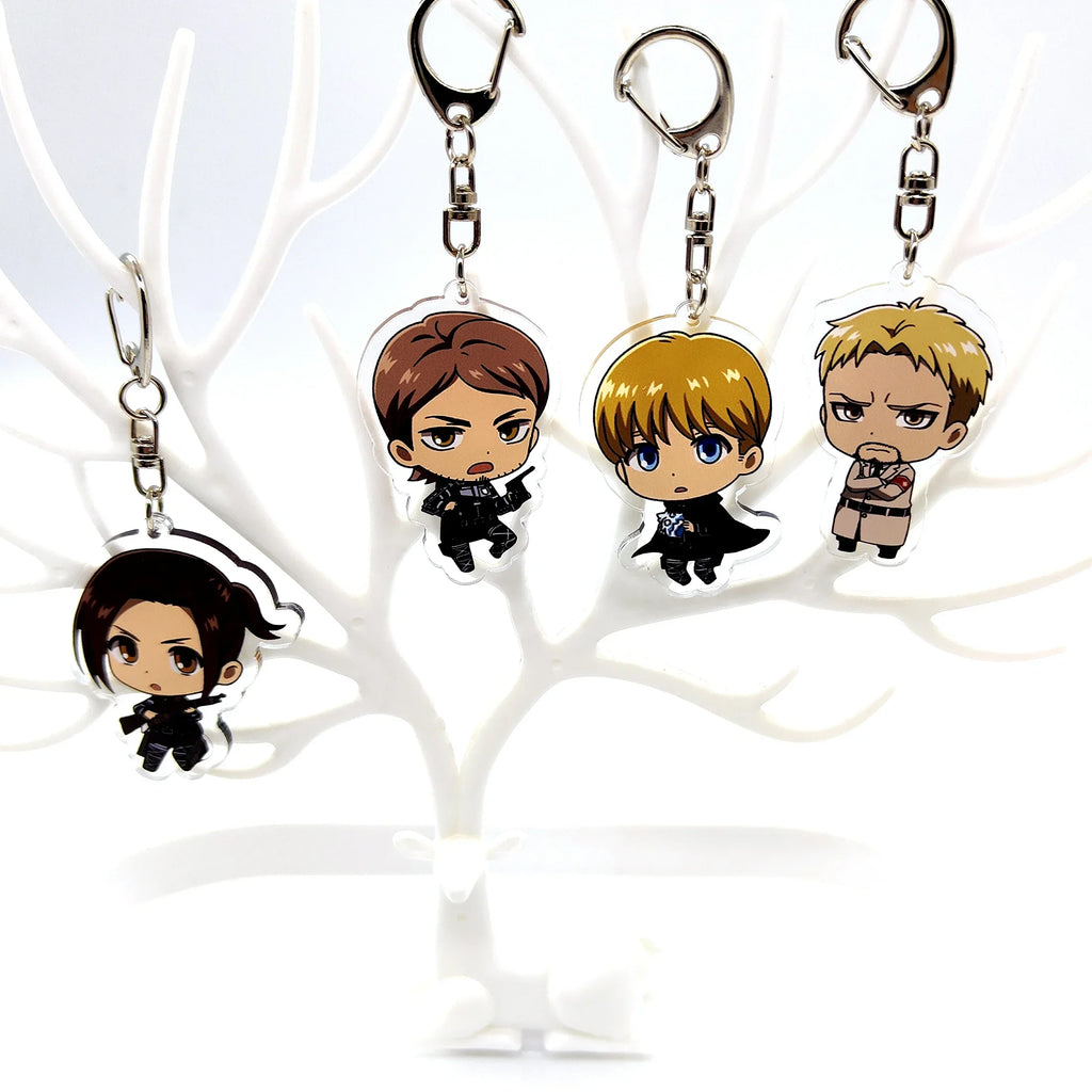 4/8pcs/set Anime Keychain Attack on Titan Cute Cartoon Car Accessories for Bag Pendant Shingeki No Kyojin Friend Gifts wholesale