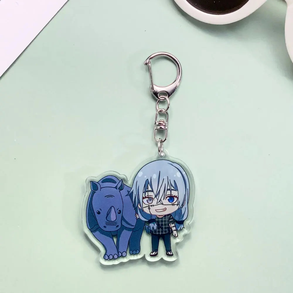 12PCS Anime Jujutsu Kaisen Acrylic Car Keychain Accessories Cartoon Creative Bag Charm Funny Key Holder Backpack Pandent Keyring