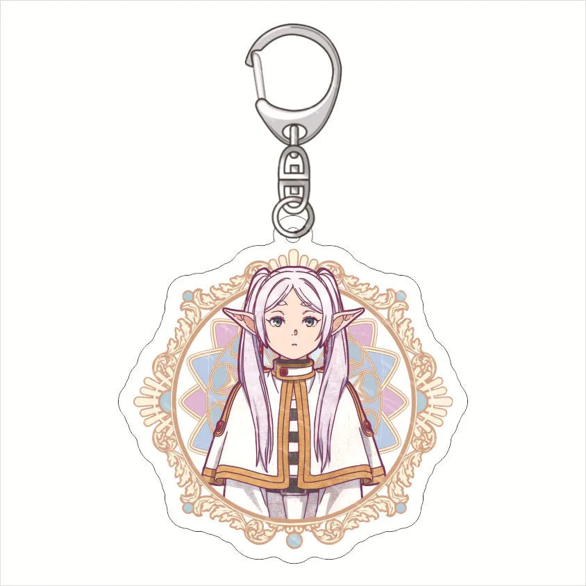 Anime Frieren At The Funeral Keychains Cartoon Figure Himmel Key Chain Ring Pendant Jewelry Fans Gift Cosplay Bag Accessories