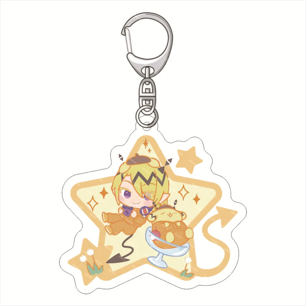 Anime Welcome To Demon-School Iruma-kun Keychain Figure Suzuki Iruma Valac Clara Key Chain Acrylic Keyring Car Bag Decoration