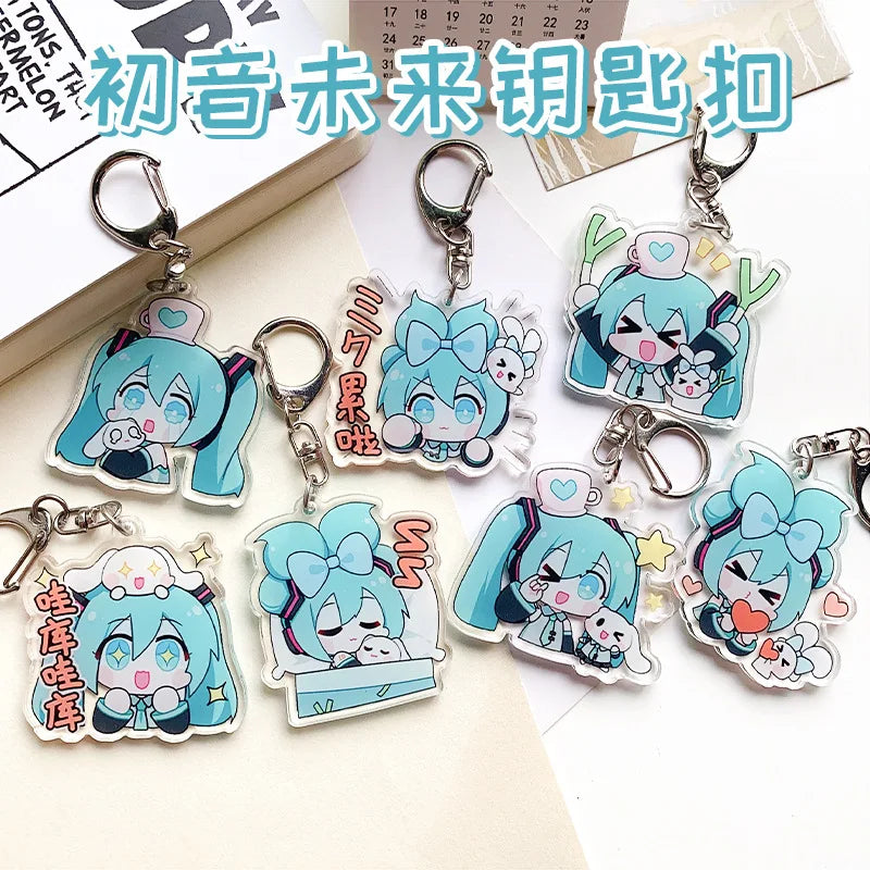 Hatsune Miku Acrylic Keychain Cute Girl Anime Peripheral Creativity Cute Backpack Pendant Decor Fashion Surprise Couple Toy Gift