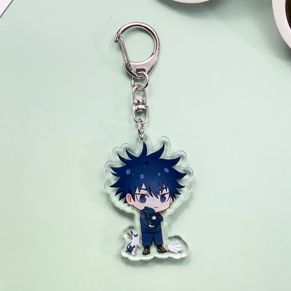 12PCS Anime Jujutsu Kaisen Acrylic Car Keychain Accessories Cartoon Creative Bag Charm Funny Key Holder Backpack Pandent Keyring