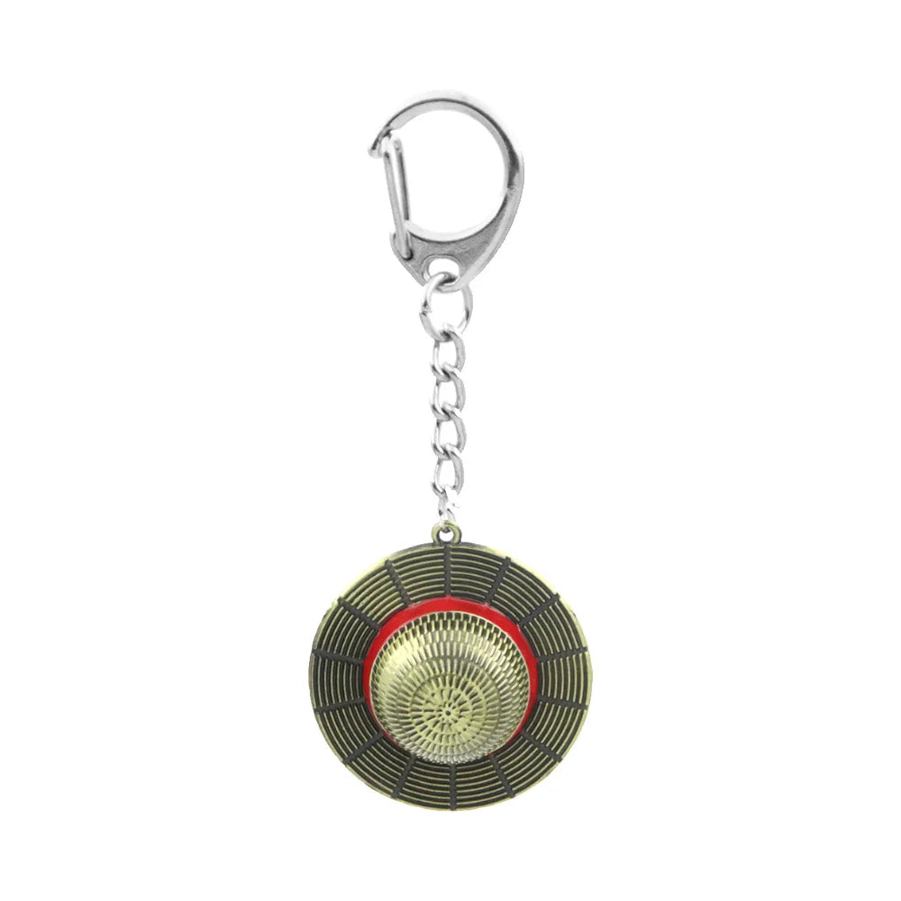 Classic Anime Pirate Straw Hat Keychain – Metal Pendant Bag Charm