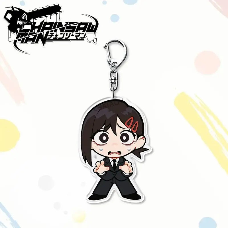 Anime Keychain Women Chainsaw Man Acrylic Key Chain Man Power Key Ring Pendant Ornament Accessories Friend Gift Reze
