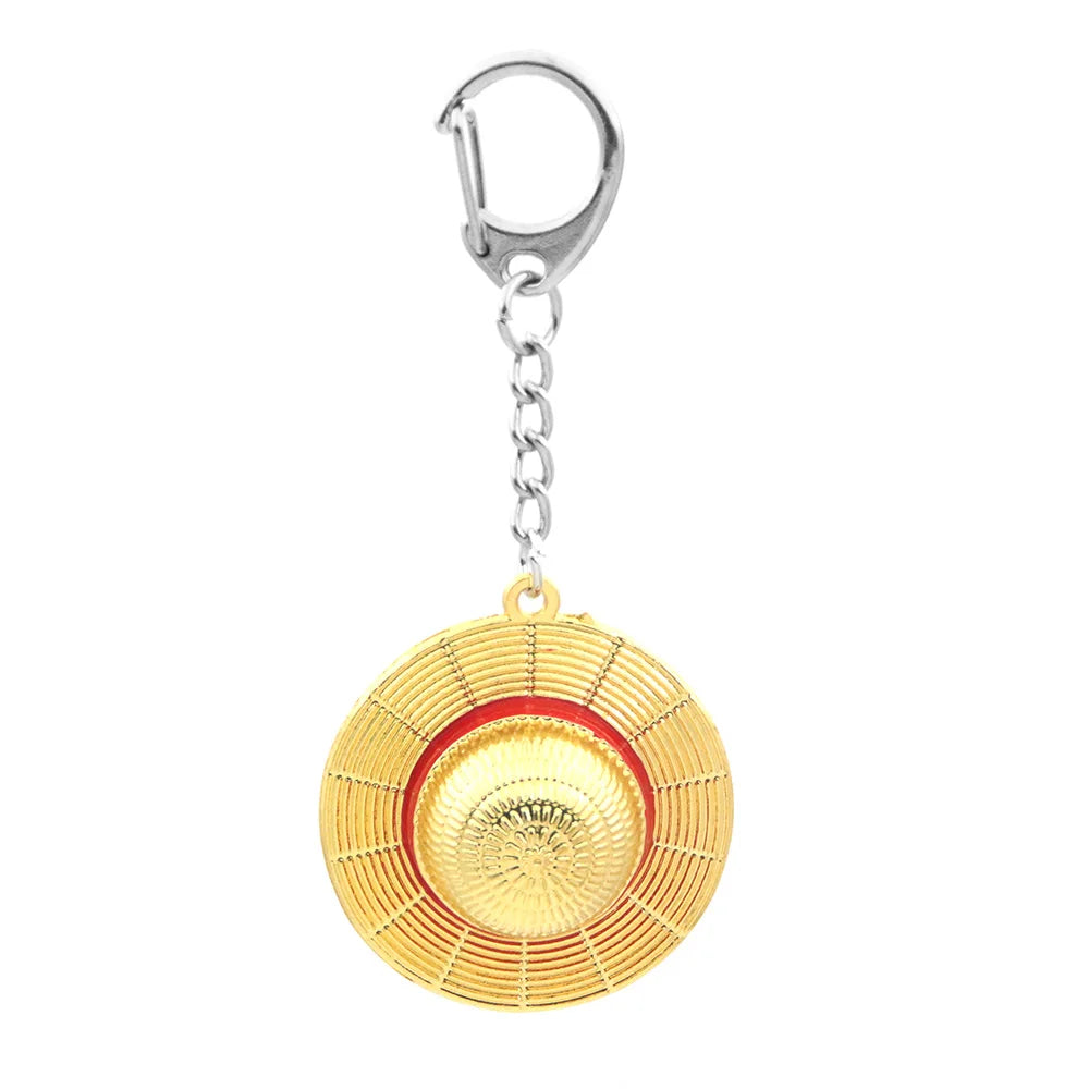 Classic Anime Pirate Straw Hat Keychain – Metal Pendant Bag Charm