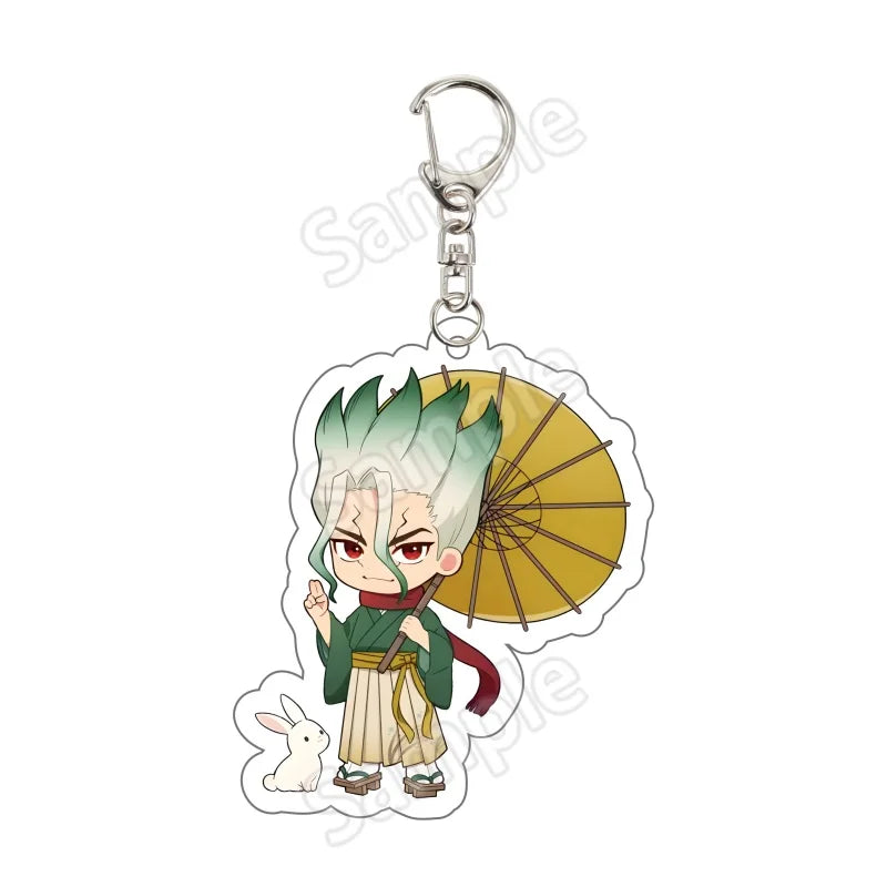 Anime Dr. Stone Acrylic Keychain Accessories Popular Chic Bag Charms Kawaii Fun Backpack Pendant Key Ring Fans Gifts 6cm
