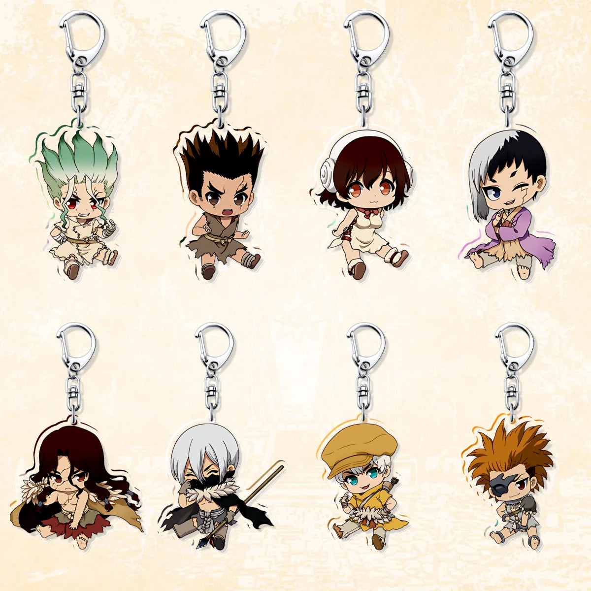 Anime Dr.Stone Acrylic Keychain Model Cosplay Charm Characters Ornament Accessories Goods Collection Gifts
