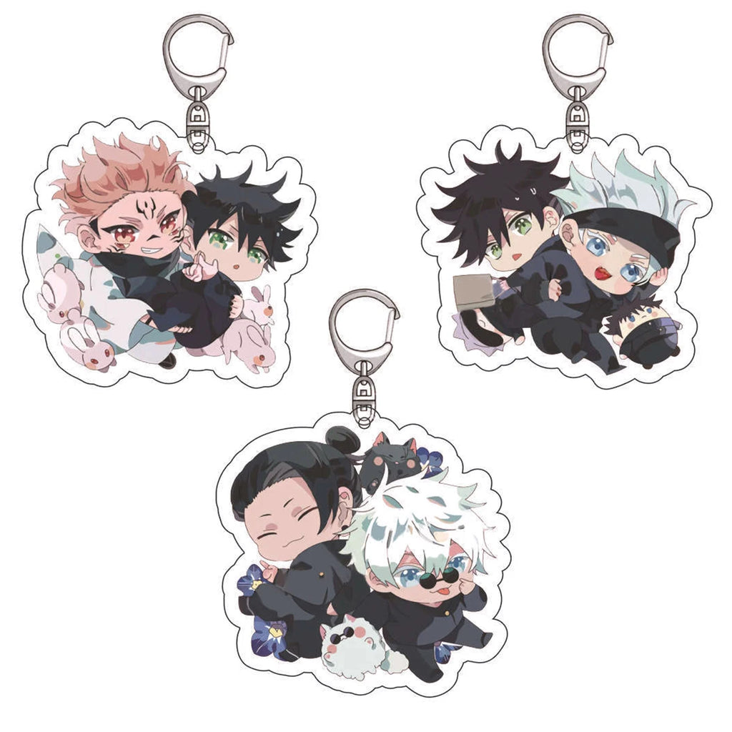 5pcs/set Anime Gojo Satoru cat Keychain Key Chain Accessories Cute Bag Pendant Key Ring Acrylic Cartoon Friends Gift wholesale