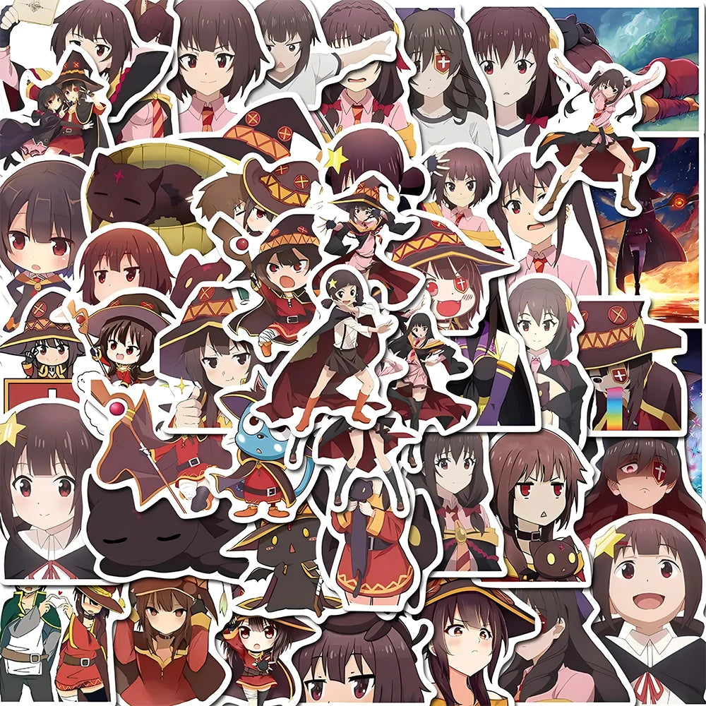 10/30/50pcs KONOSUBA An Explosion On This Wonderful World Stickers Waterproof DIY Water Bottle Laptop Phone Cute Cartoon Decals