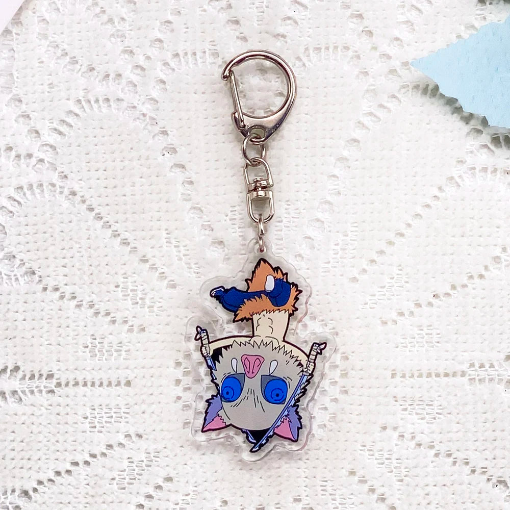 1/15PCS Anime Characters Demon Slayer Acrylic Car Keychain Accessories Cute Keyrings Friends Gifts Bag Charms Backpack Pendant