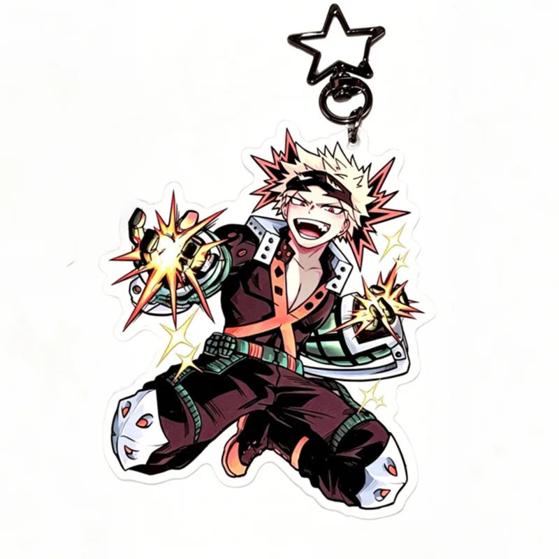 My Academia Acrylic Keychain - Izuku Midoriya & Katsuki Bakugo Q Version Charms - Anime Deku & Kacchan Pendant for Fans