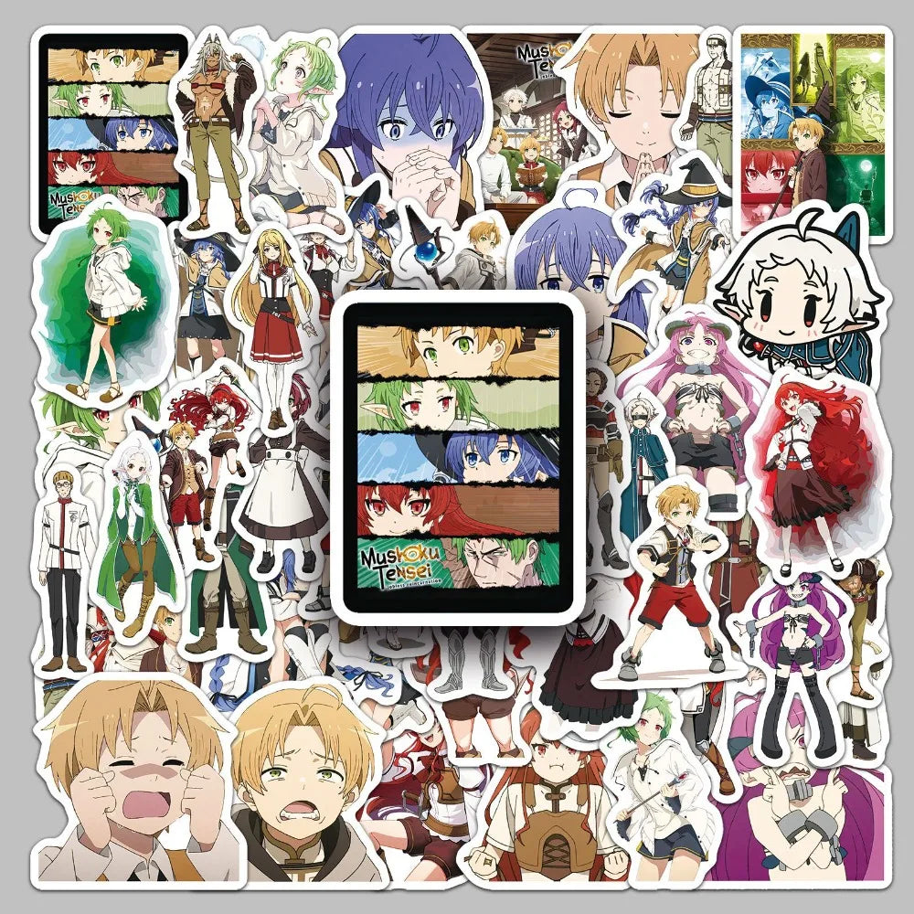 50pcs Anime Jobless Reincarnation (Mushoku Tensei) Cartoon Suitcase Stationery Laptop Computer Guitar Cell Phone Decorate Decals
