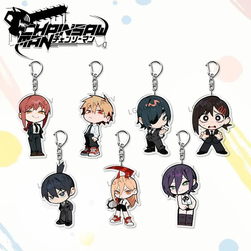 Anime Keychain Women Chainsaw Man Acrylic Key Chain Man Power Key Ring Pendant Ornament Accessories Friend Gift Reze