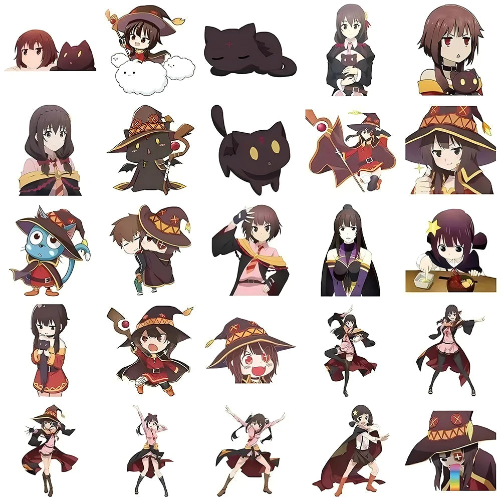 10/30/50pcs KONOSUBA An Explosion On This Wonderful World Stickers Waterproof DIY Water Bottle Laptop Phone Cute Cartoon Decals