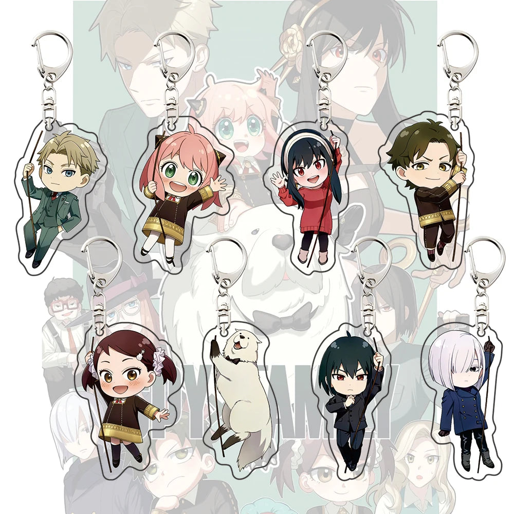 2026 SPY×FAMILY Chibi Acrylic Keychain - Anya Loid Yor Damian Becky Bond Yuri Fiona Figure - Double-Sided Clear Bag Charm