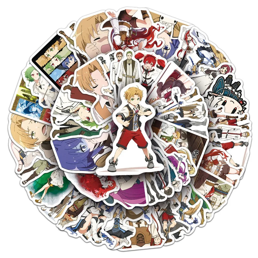 50pcs Anime Jobless Reincarnation (Mushoku Tensei) Cartoon Suitcase Stationery Laptop Computer Guitar Cell Phone Decorate Decals