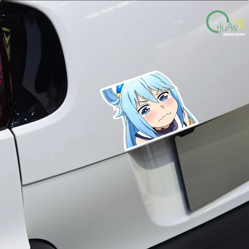 Aqua Konosuba  5PCS Stickers for Background Window Luggage Living Room Home Water Bottles Wall Room Print Decorations Art
