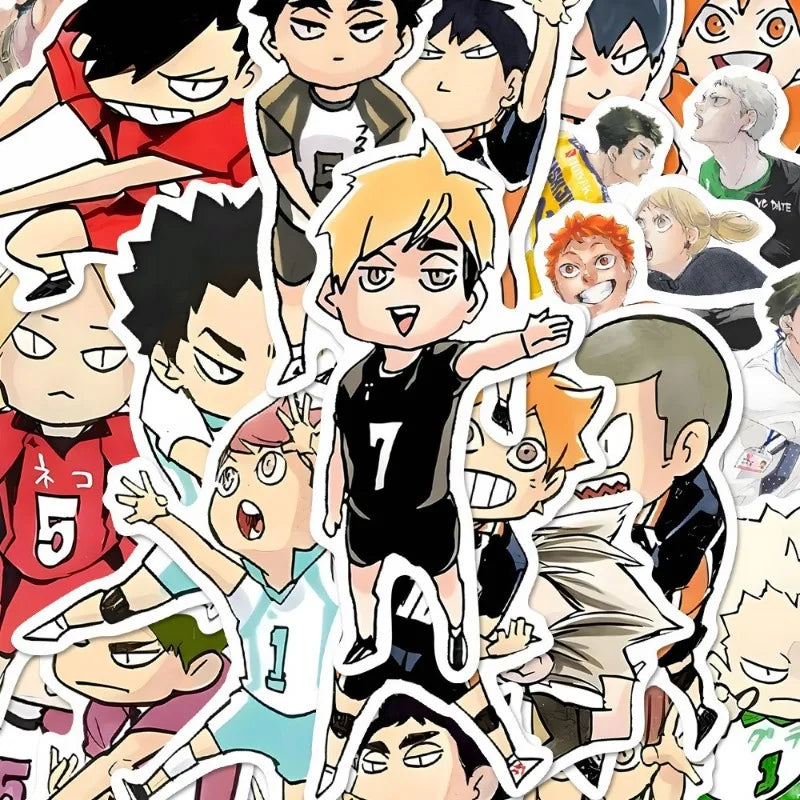 60pcs Anime Haikyuu Graffiti Stickers Cute Volleyball Hinata Shoyo Tobio Kageyama Laptop Guitar Decoration Toys